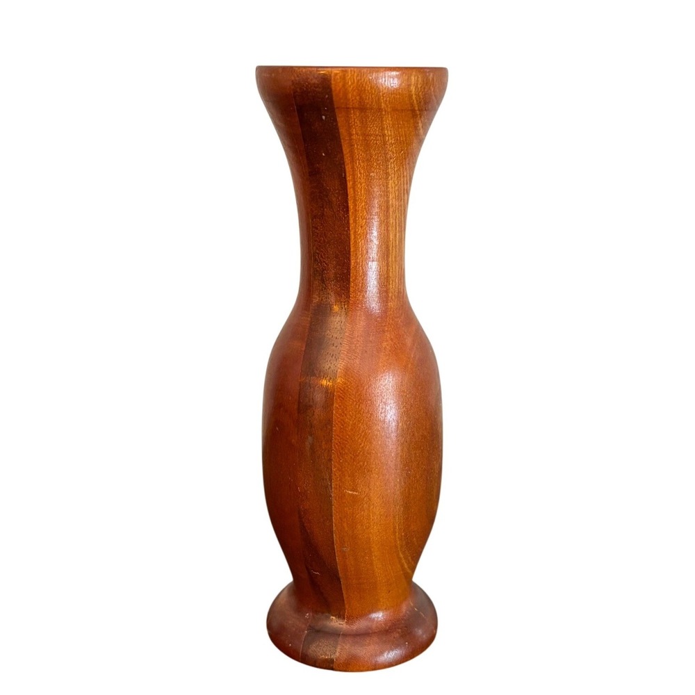 Vintage Handcrafted Wood Bud Vase | 6 Inch | Mid Century‎ Modern Decor